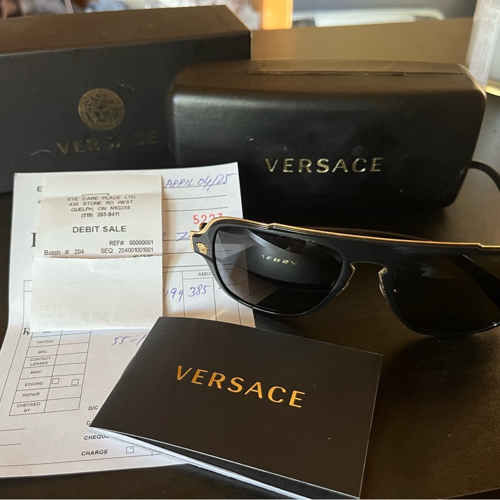 Versace Black and Gold Sunglasses